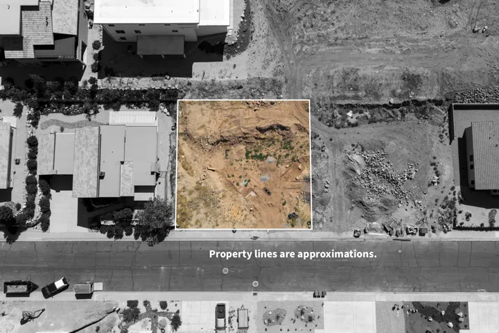 Overhead view of a rectangular parcel of undeveloped land