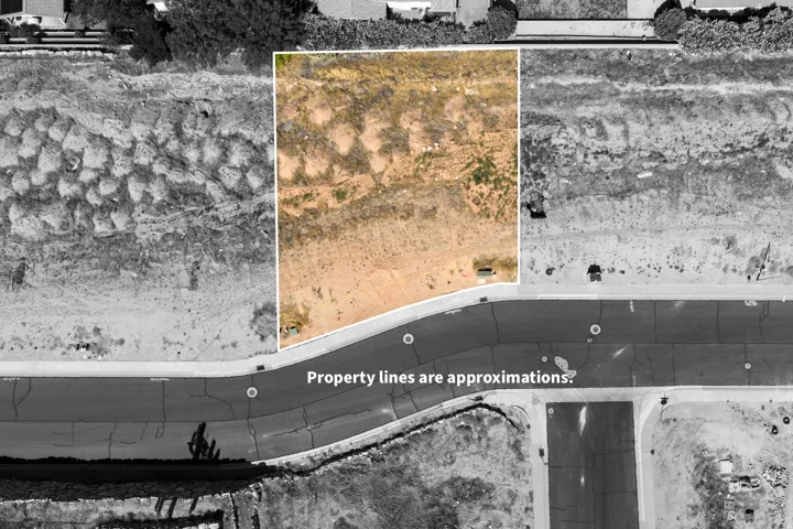 Aerial Property Boundary Display. Illustrating the approximate property lines and surrounding terrain
