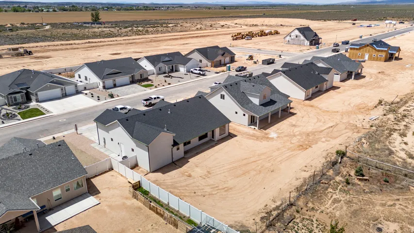 Aerial perspective showcasing a developing residential community