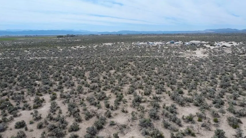Expansive desert landscape featuring natural scrub vegetation and distant mountain ranges