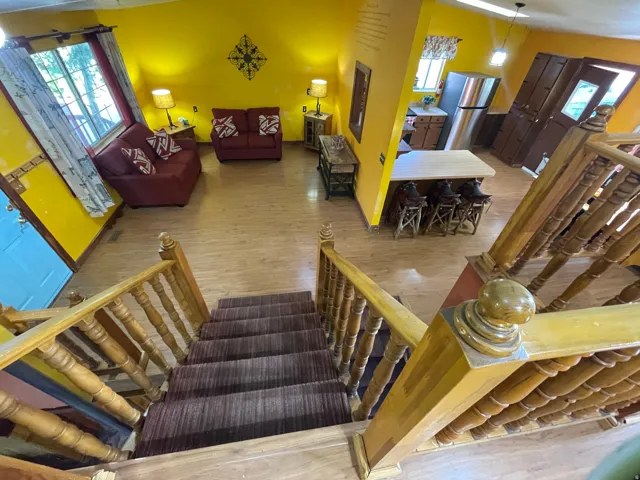 Wood-finish flooring throughout the main level