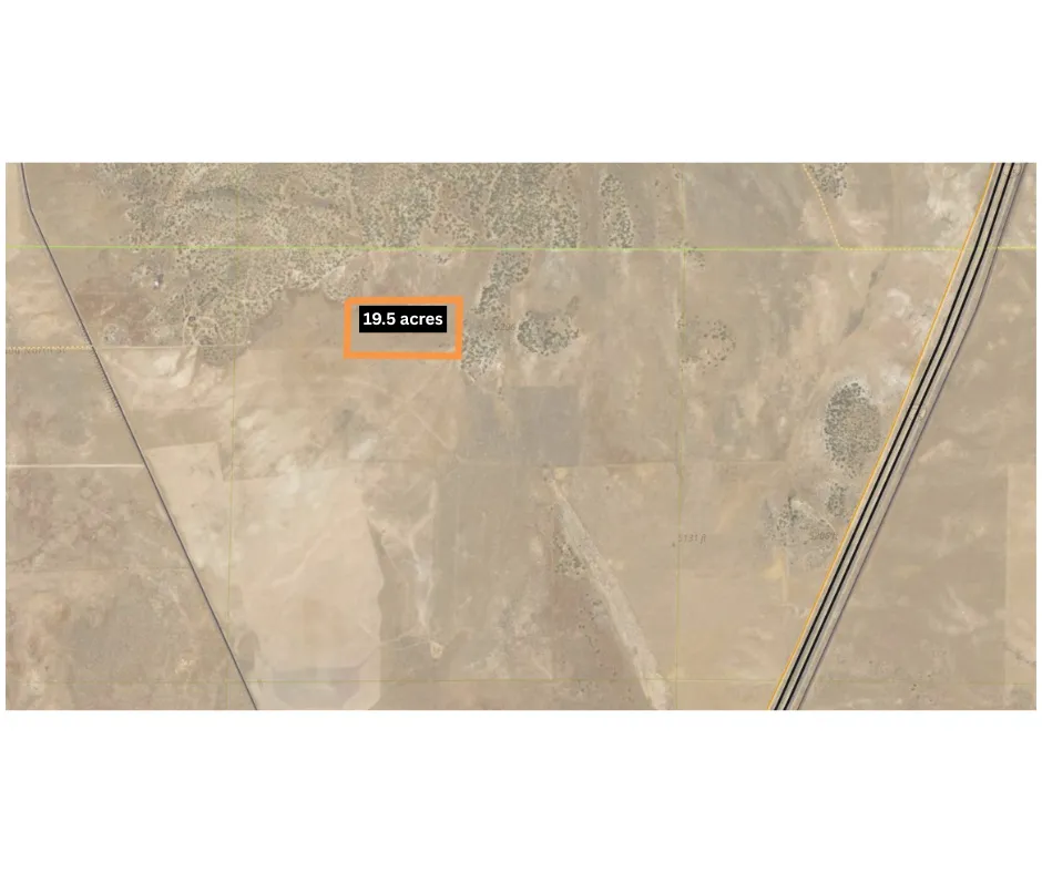Aerial Property Map. Indicating the acreage of the property, 19.5 acres north of Fillmore, UT