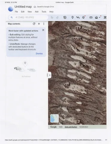 Geospatial Mapping Interface. Displaying an aerial representation of the property with coordinates and editing functionalities