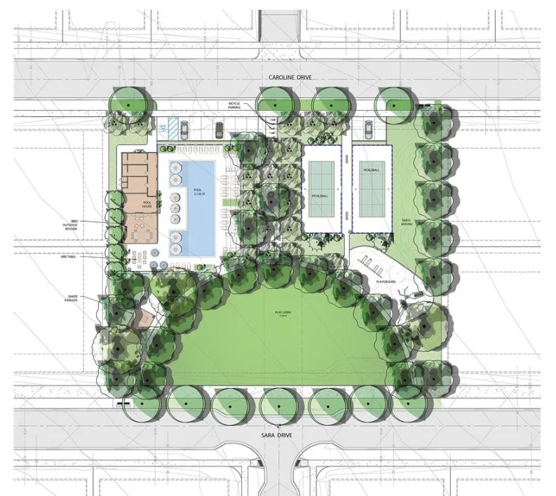 Site Plan. Depicting the layout of recreational amenities on the property