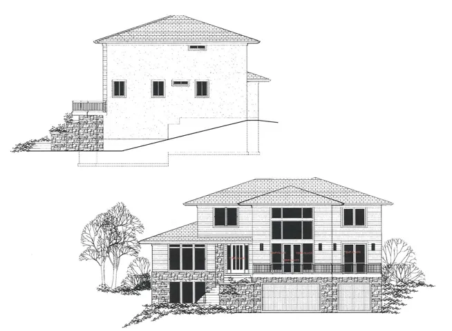 Architectural Drawing. Illustrating the elevations for the property