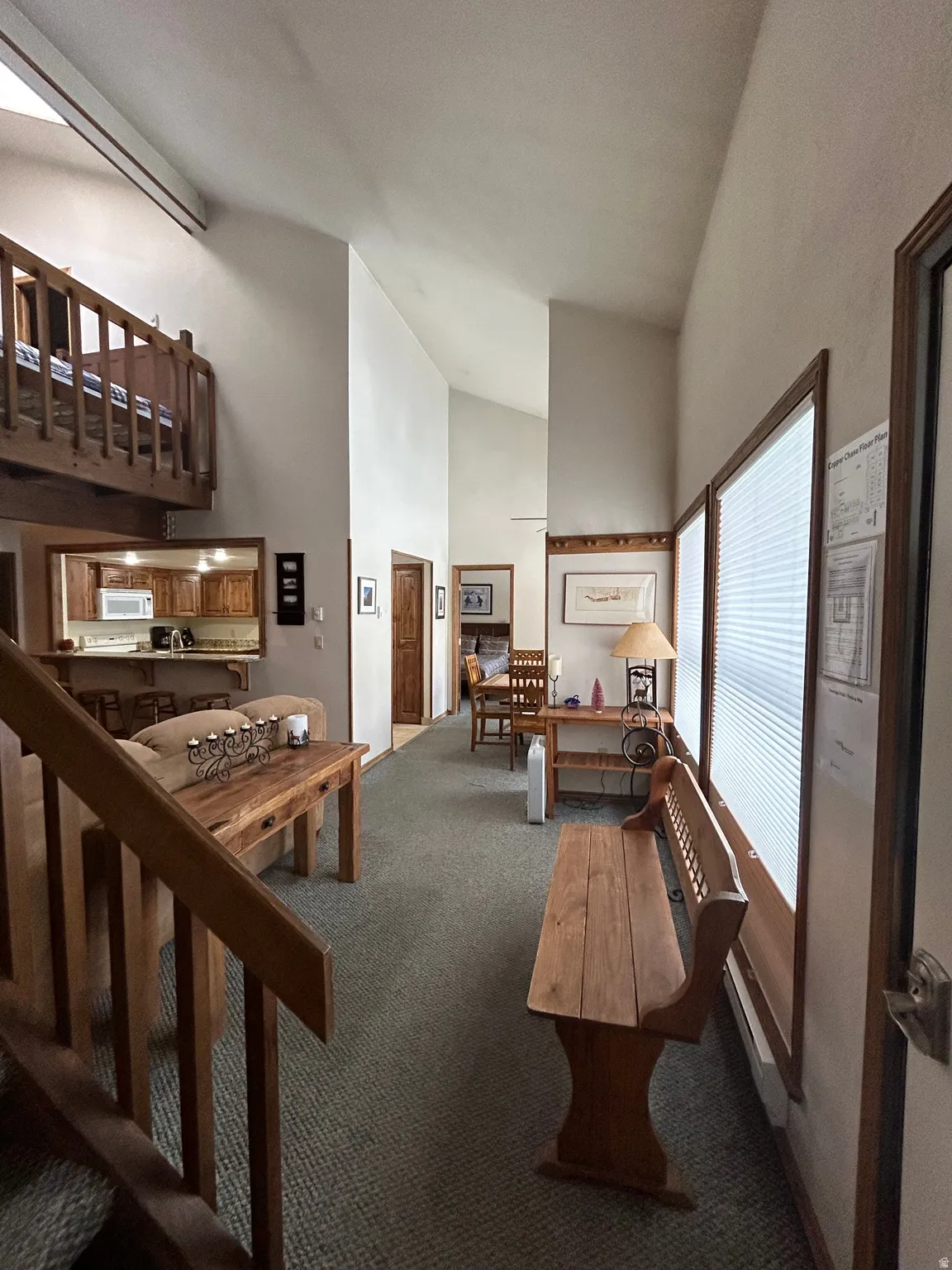 Vaulted ceilings with an open loft area
