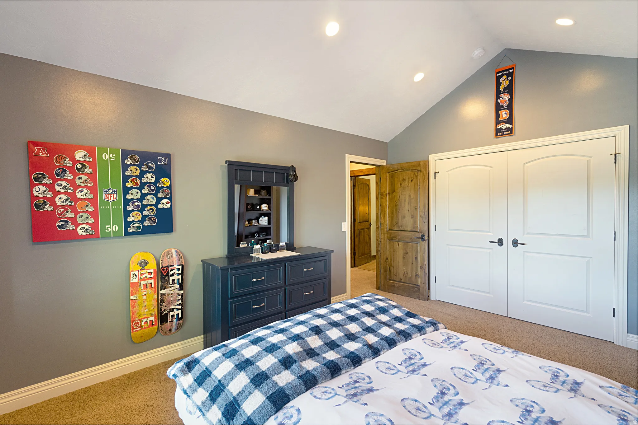Vaulted ceilings with recessed lighting