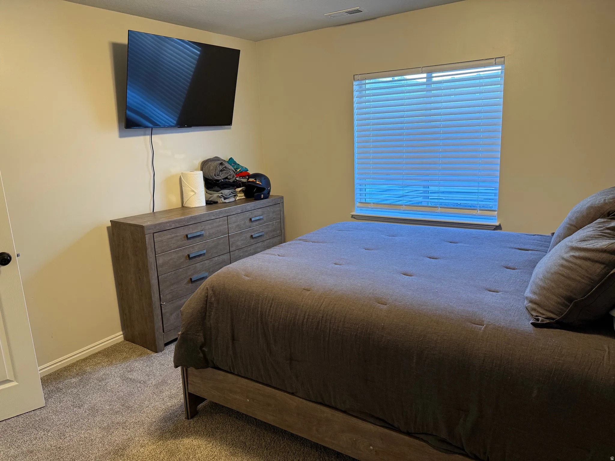 Room featuring neutral-toned walls and plush carpeting