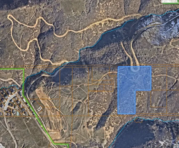 Aerial Map. Displaying the property's boundaries and surrounding geographical features