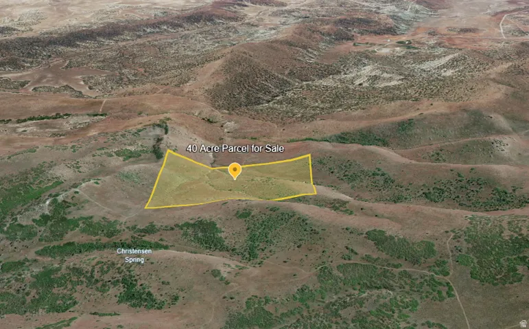 Aerial Map. Depicting a parcel of land marked for sale, indicating its approximate boundaries and acreage