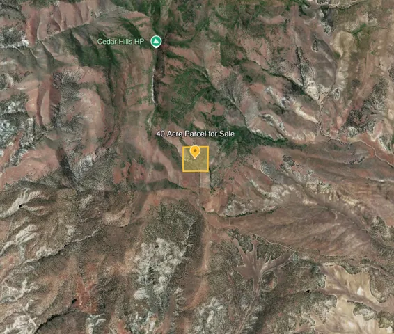 Satellite Imagery. Depicting a 40-acre land parcel and its surrounding terrain