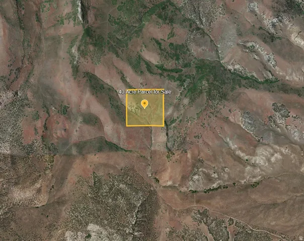 Aerial Map. Displaying a 40-acre parcel of land for sale