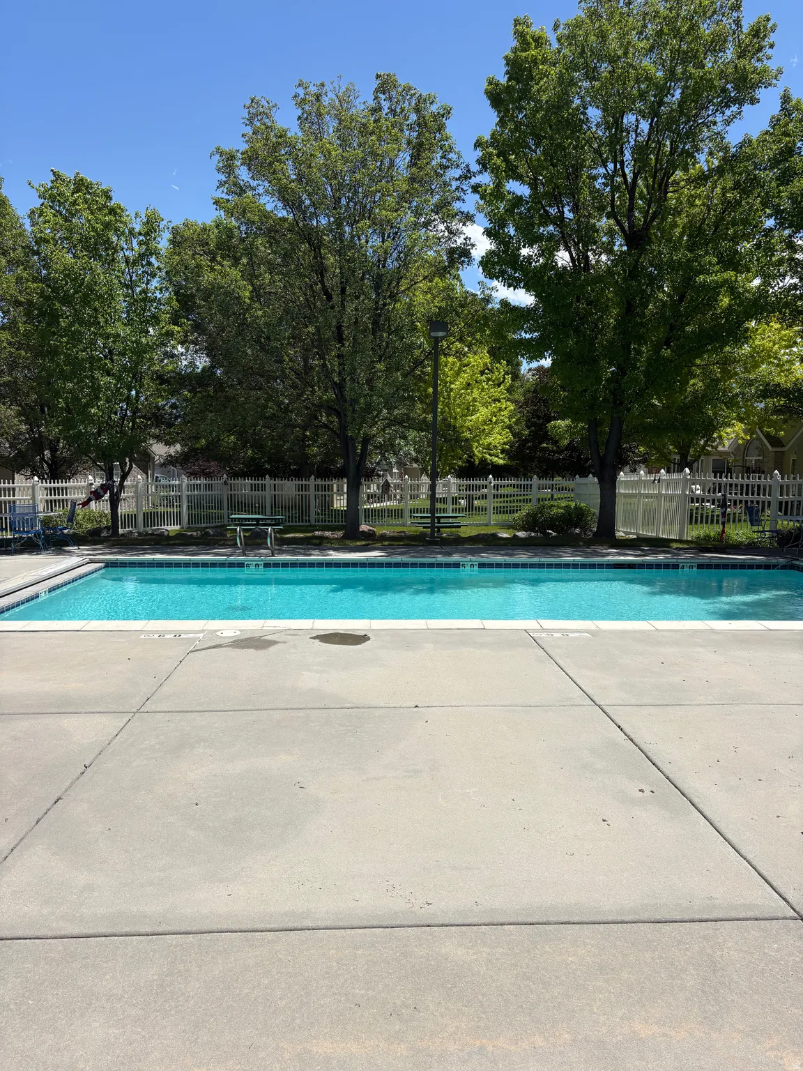 Outdoor swimming pool with concrete decking