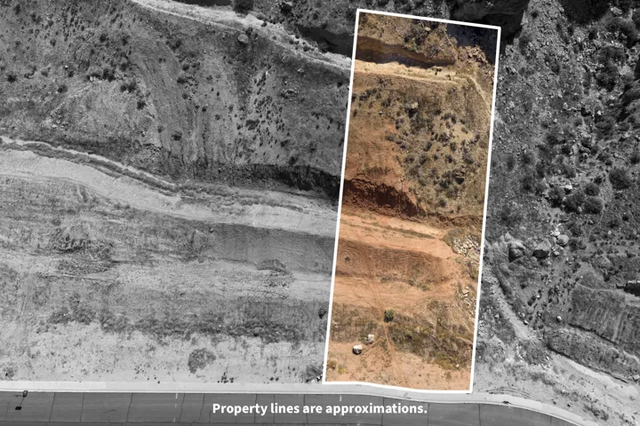 Aerial Property Boundary Illustration. Displaying an approximate boundary overlay on an aerial image of the property