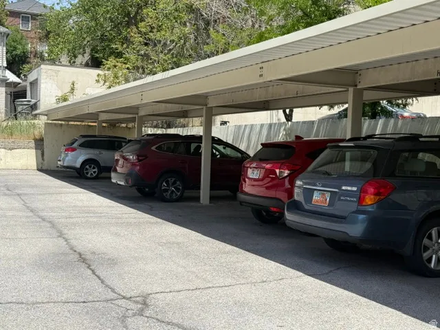 Covered carport parking structure with multiple designated spaces