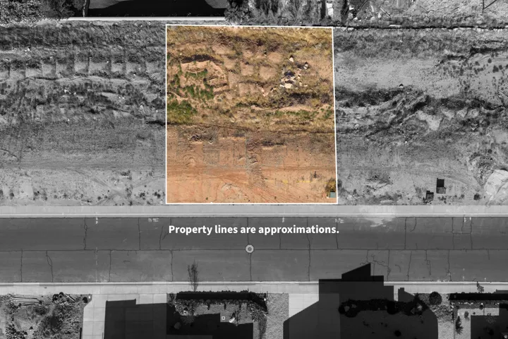 Aerial Property Boundary Illustration. Displaying the approximate property lines in relation to the surrounding area