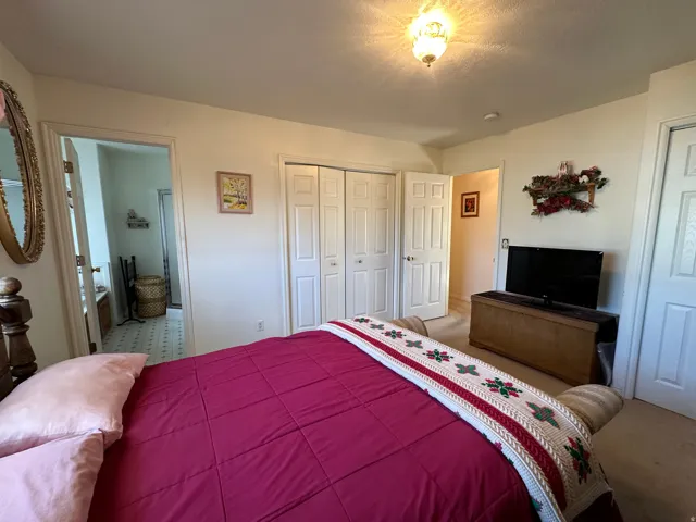 Bedroom featuring carpeted flooring and a ceiling-mounted light fixture