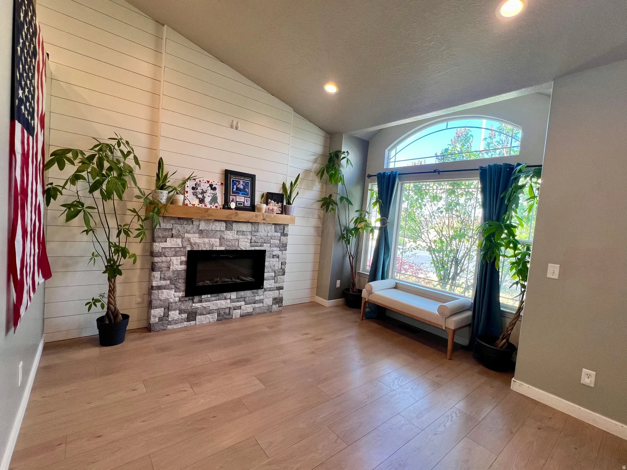 Living Room with Electric Fireplace