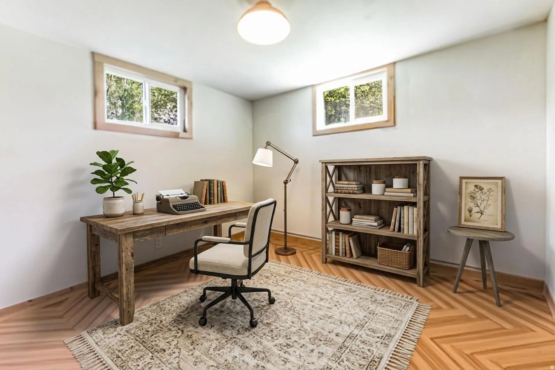 AI generated image to show potential bedrrom/office arrangement