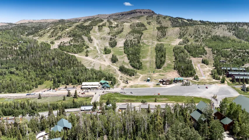Mountain resort community featuring extensive ski slopes, multiple lodges, and surrounding forest