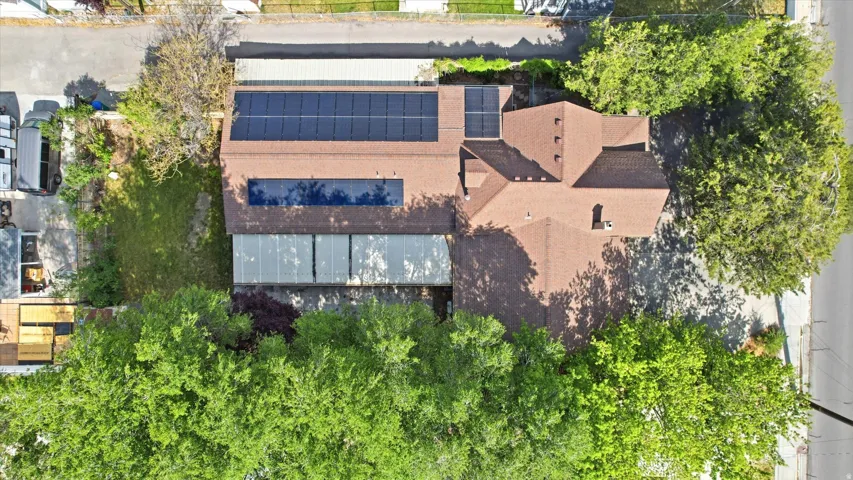 Aerial perspective showcasing the property's layout