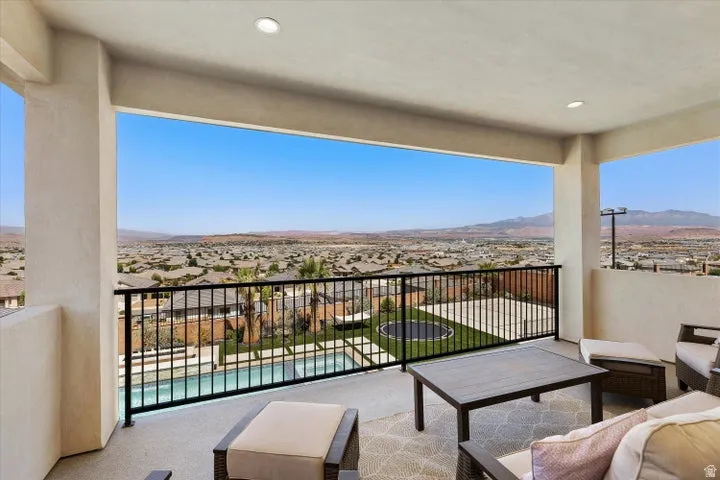 Covered outdoor patio with recessed lighting