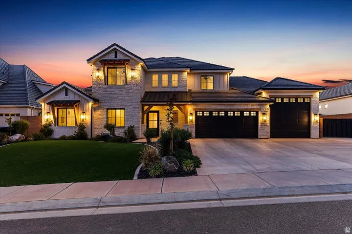 Contemporary residence featuring stone and horizontal siding accents