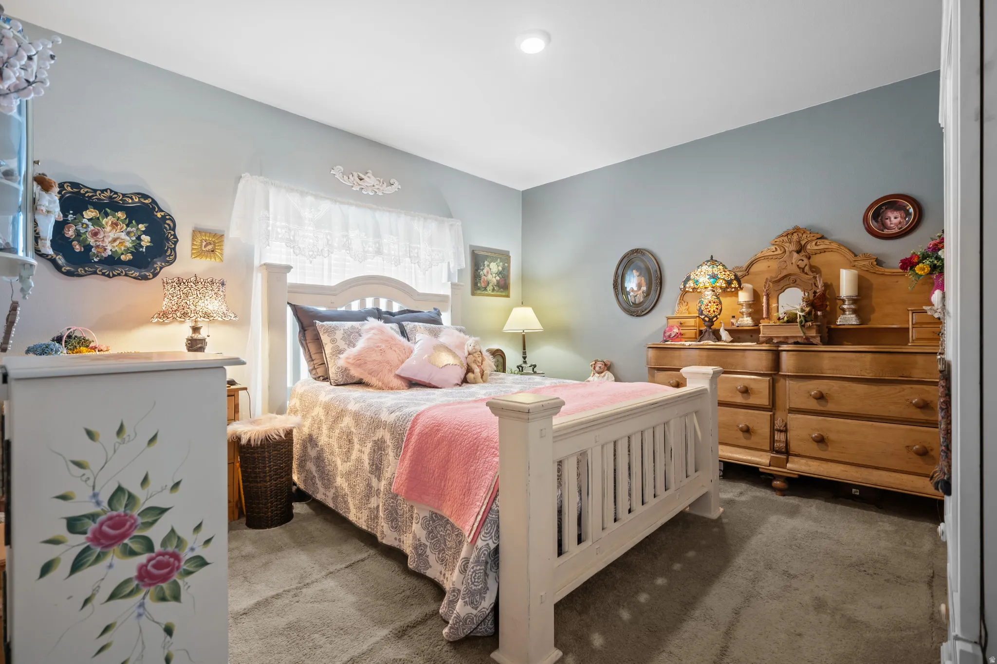 Soft blue wall paint throughout