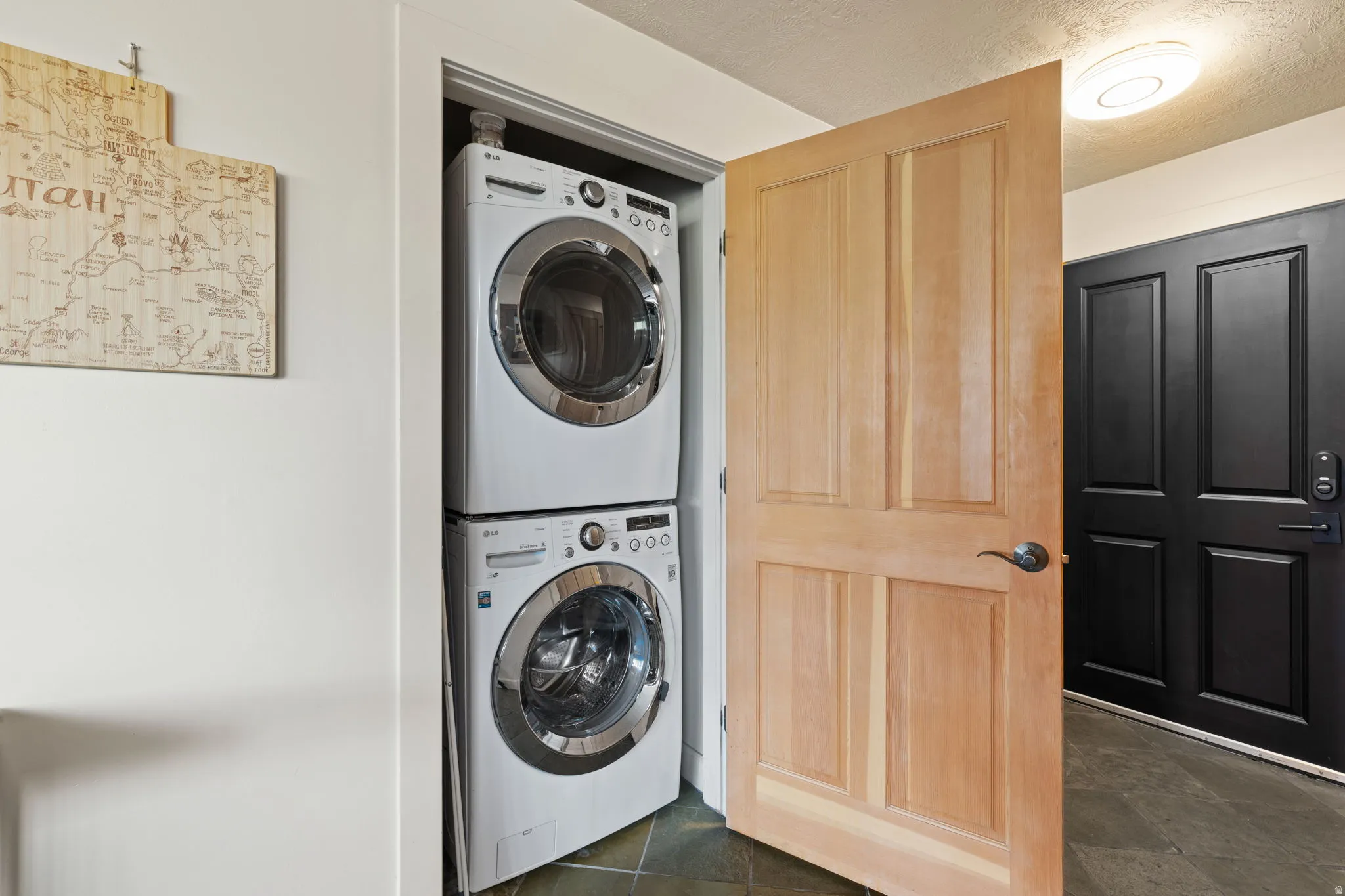 White stacked washer and dryer