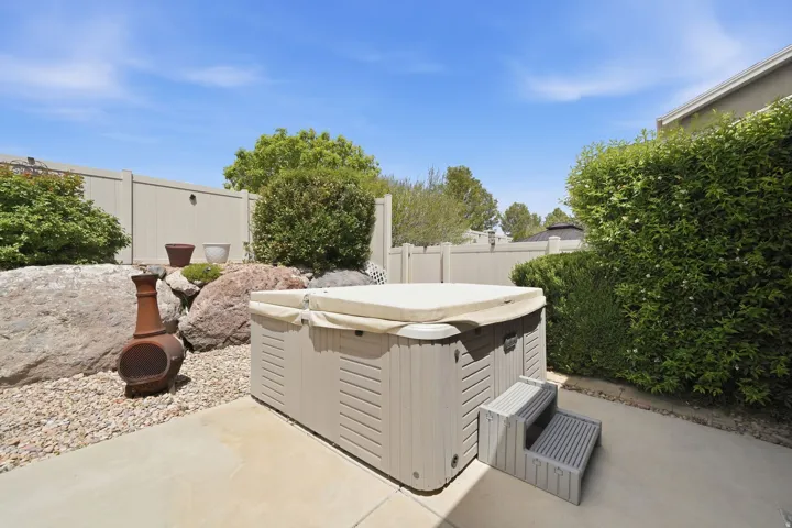 Concrete patio, Hot tub excluded