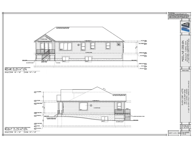 Architectural Drawings. Presenting rear and right side elevations for the property