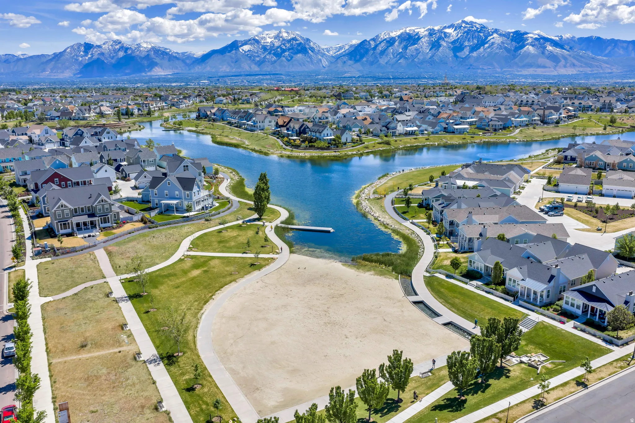Stunning view of Oquirrh lake, with easy access to West Beach Park and walking trails