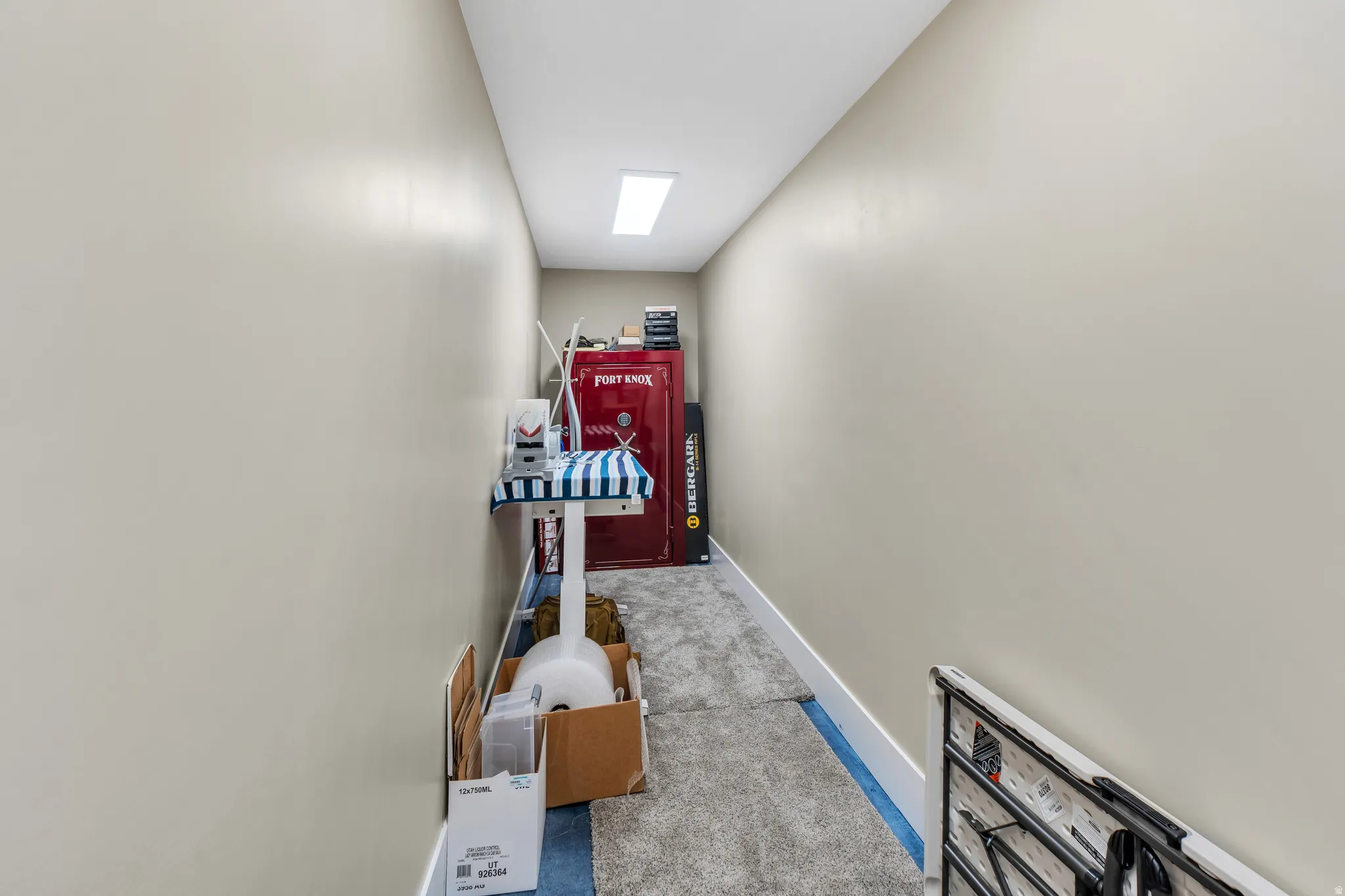 Features space for a safe or additional storage