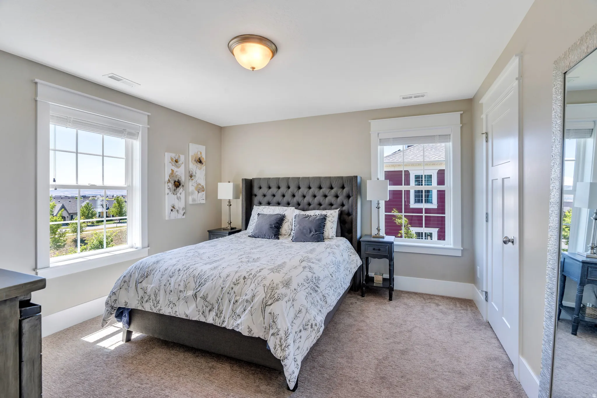 Bright upstairs bedroom with generous closet