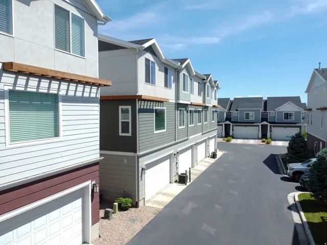 Contemporary townhome development featuring multi-level units