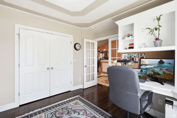Coffered Ceiling, French Doors & Closet