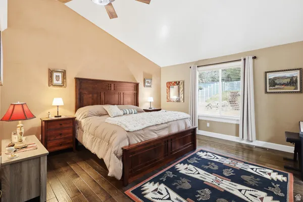 Spacious Primary Bedroom with Vaults & Views of Backyard