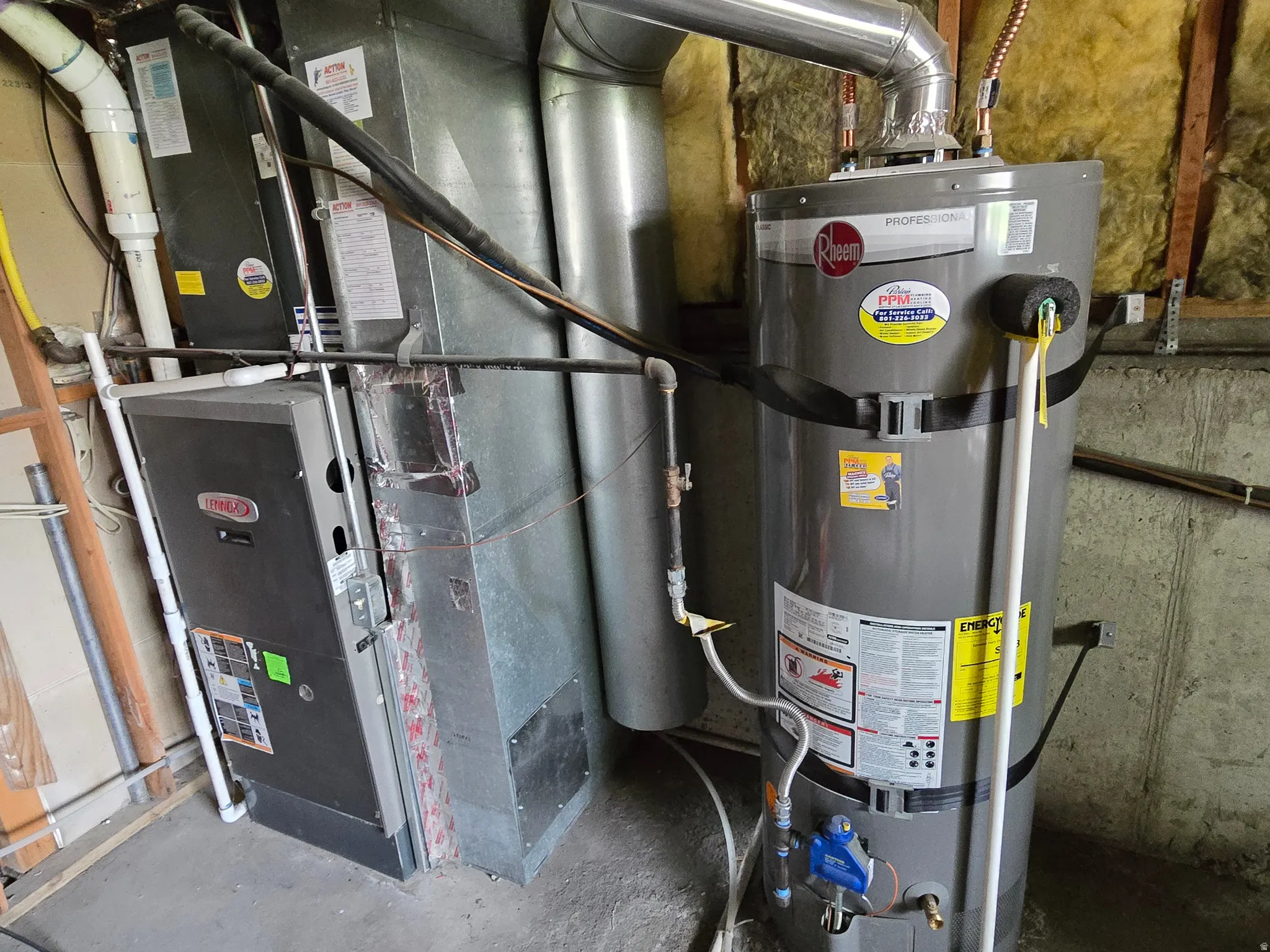 Lennox furnace unit and Rheem water heater