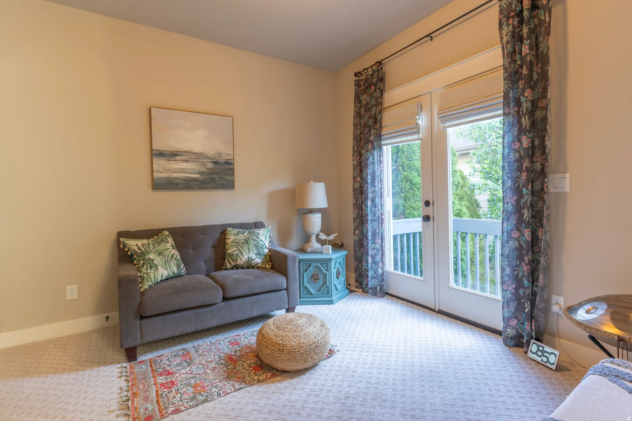 Full-light French doors with transom windows