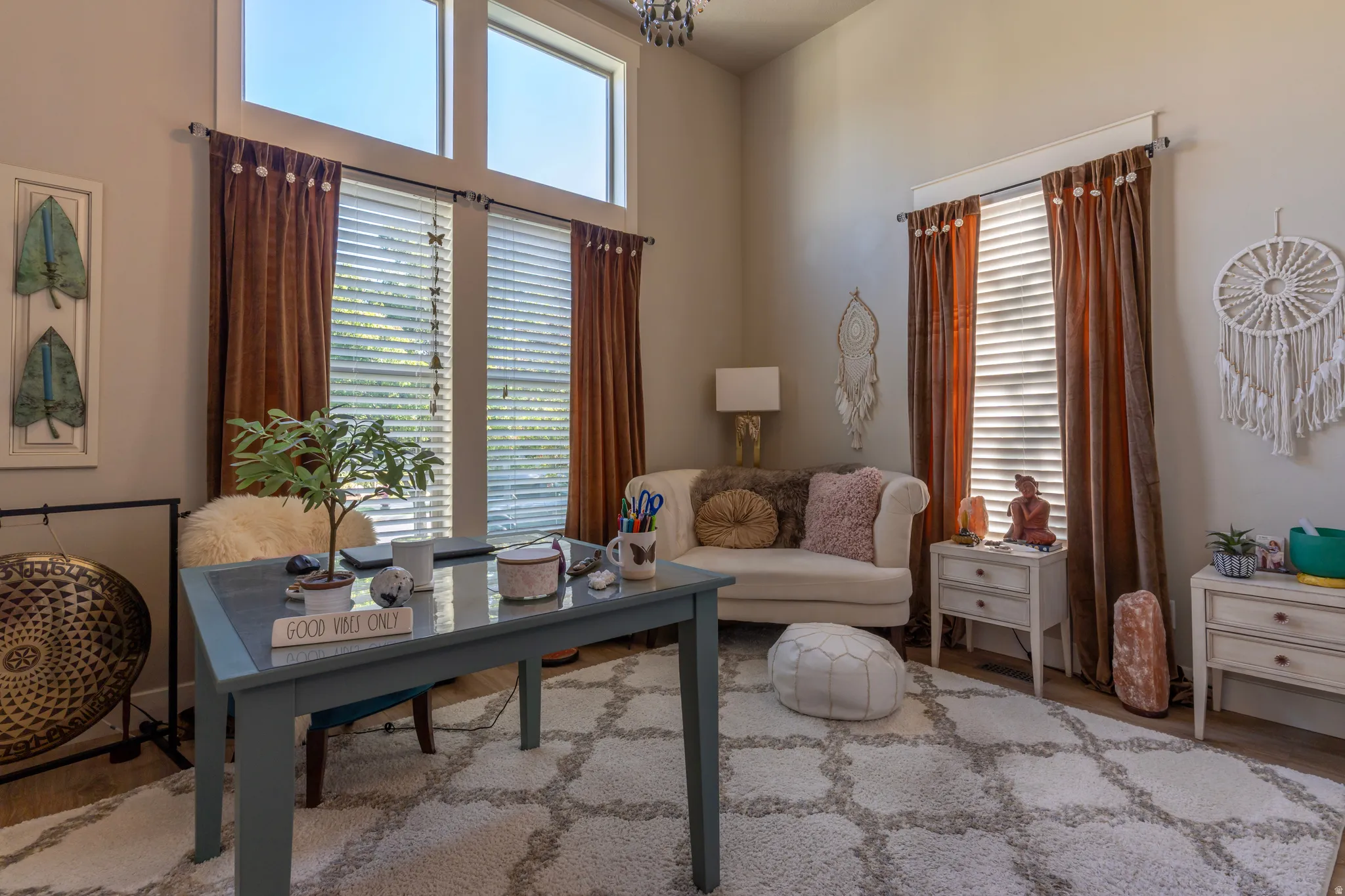 12 ft ceilings make this amazing space open and comfortable