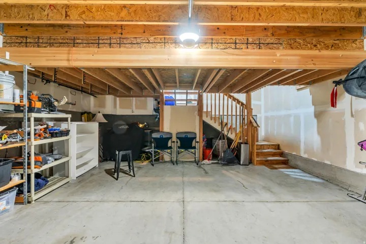 Spacious garage has room for extra storage