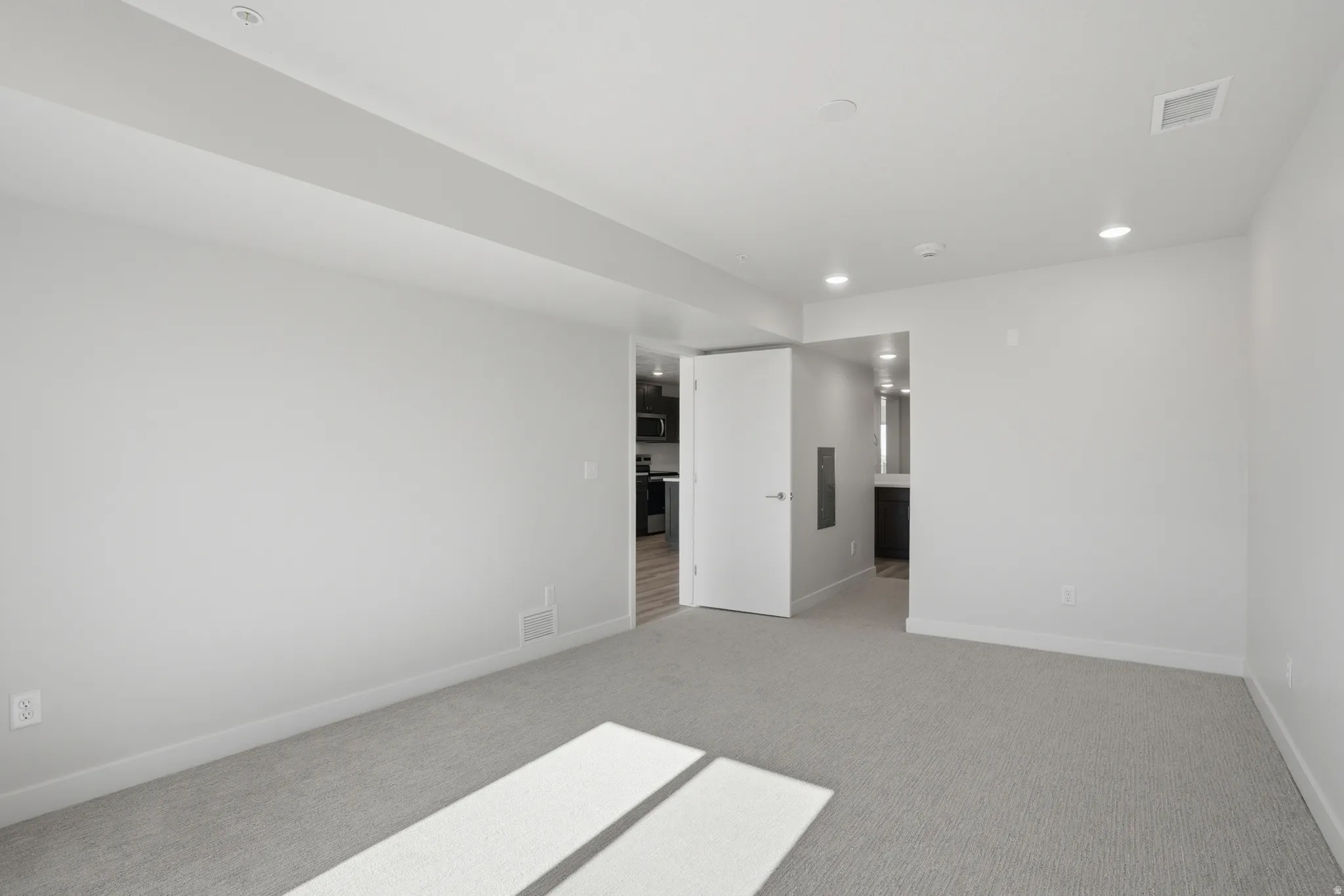 Spacious bedroom with carpet, lots of natural light, and a walk-in closet