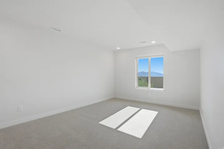 Spacious bedroom with carpet, lots of natural light, and a walk-in closet