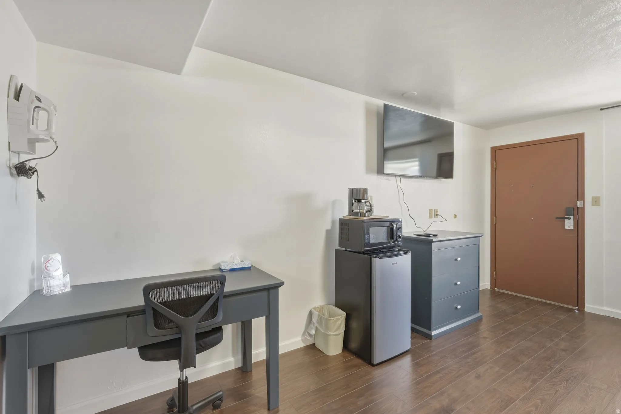 Wood-finish flooring throughout