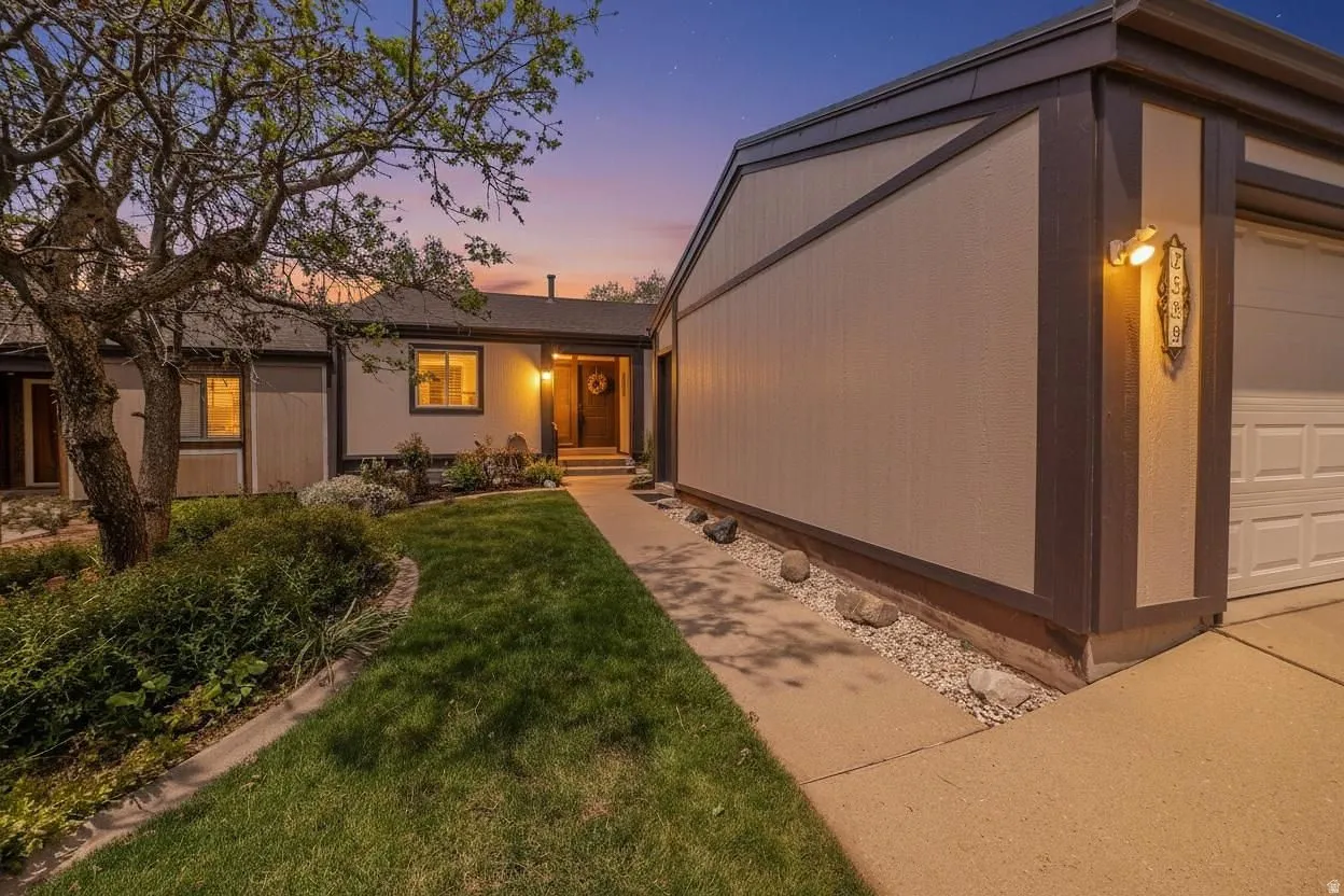 Single level living, south facing, with detached garage.