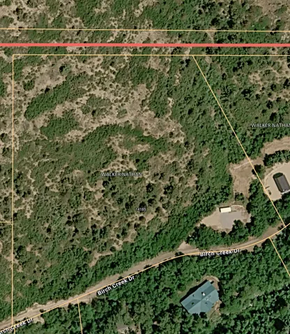 Aerial Map. Depicting property boundaries and surrounding land features