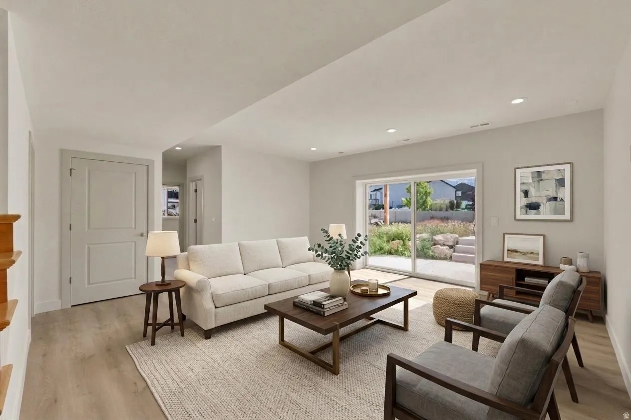 Virtually Staged Basement Family Room