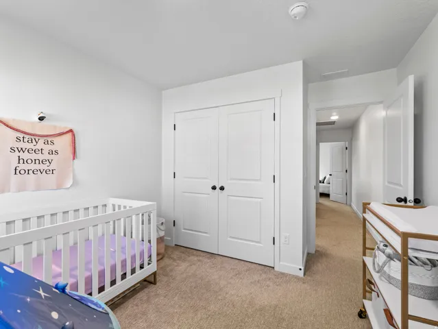 Soft neutral carpeting in a light tan hue