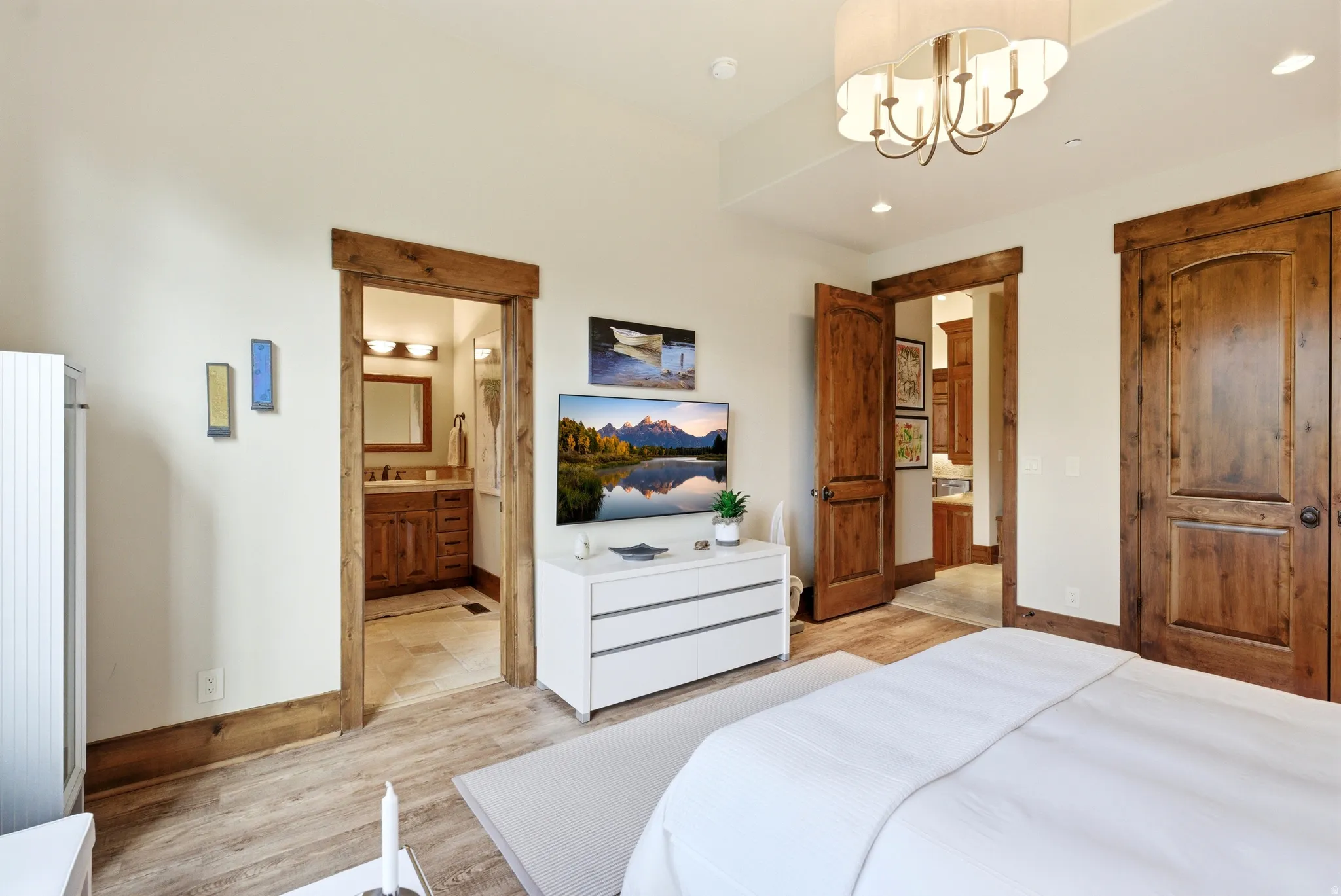 Light-toned wood-finish flooring