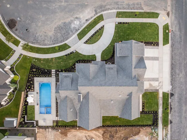 Aerial view of a pool